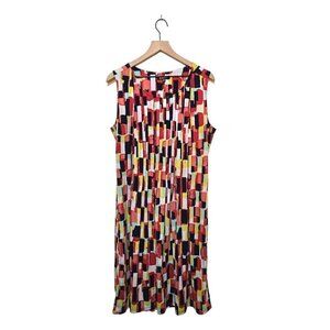Glamour Gunda Geometric Pleated Sleeveless Knee Length Dress Sz 14W
